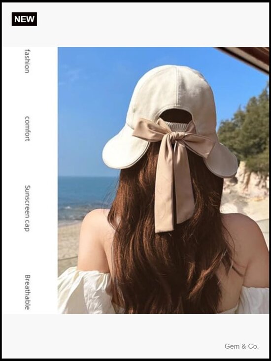 Wide Brim Sun Hat Foldable Adjustable with Ponytail Hole main image 4